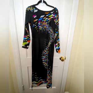 Patterned Sheer dress With Splits Down Sides Playful Color Pattern